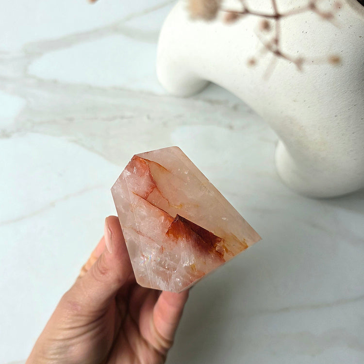 Golden Healer Crystal with Fire Quartz Freeform