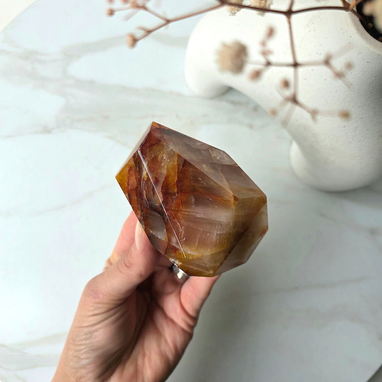 Golden Healer Crystal with Fire Quartz Freeform