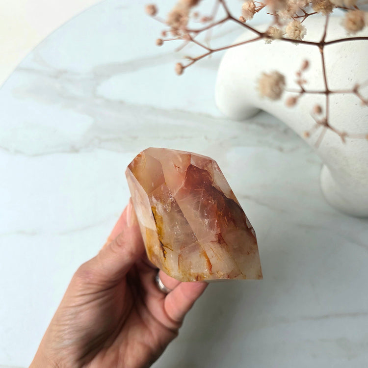 Golden Healer Crystal with Fire Quartz Freeform