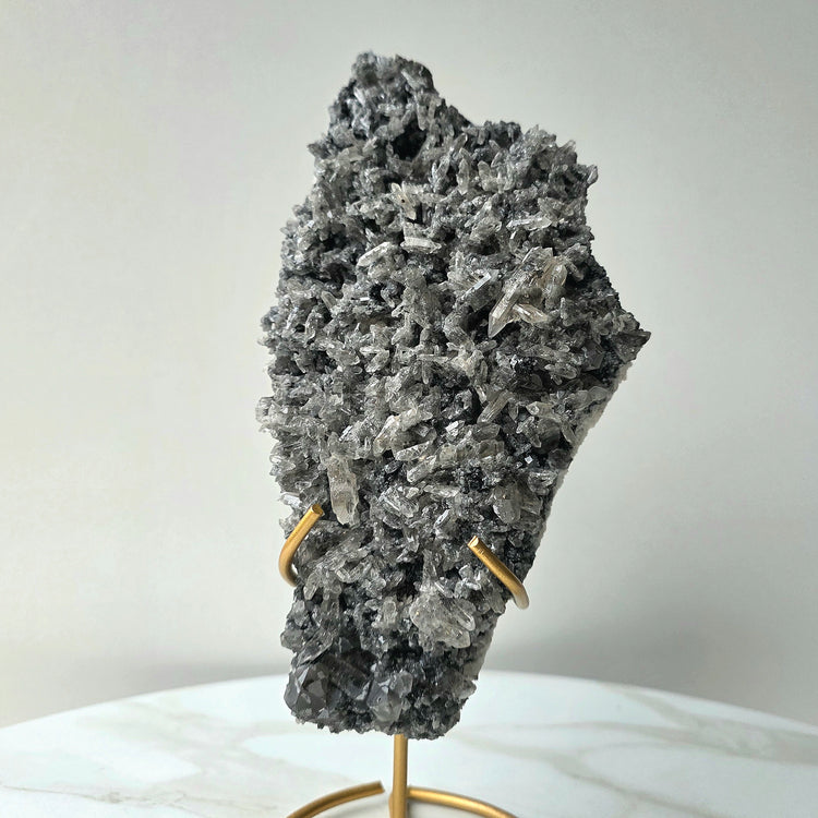 Black Lithium Crystal Quartz Cluster Rare with Stand