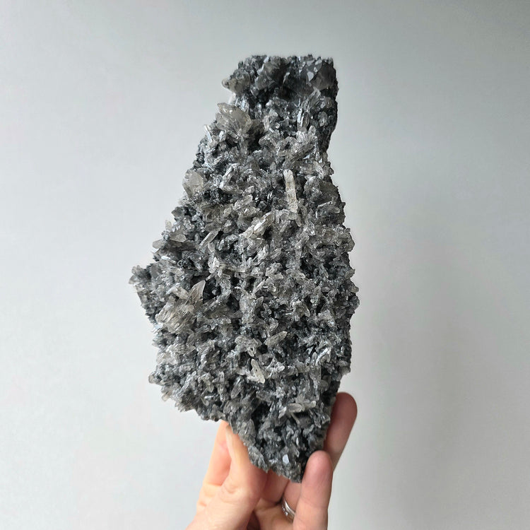 Black Lithium Crystal Quartz Cluster Rare with Stand