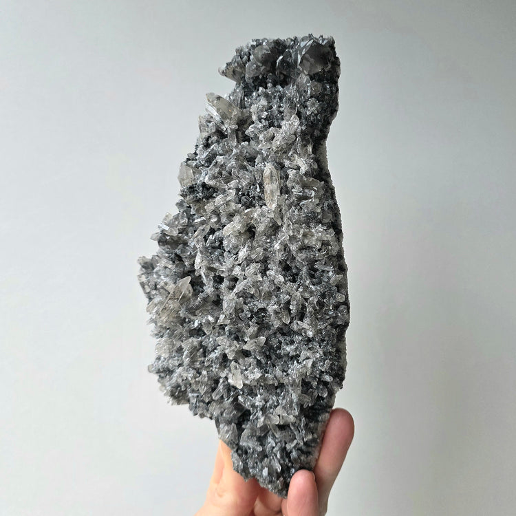 Black Lithium Crystal Quartz Cluster Rare with Stand