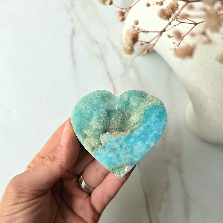 Blue Aragonite Crystal Natural Heart