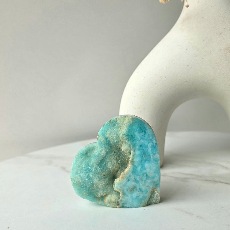 Blue Aragonite Crystal Natural Heart