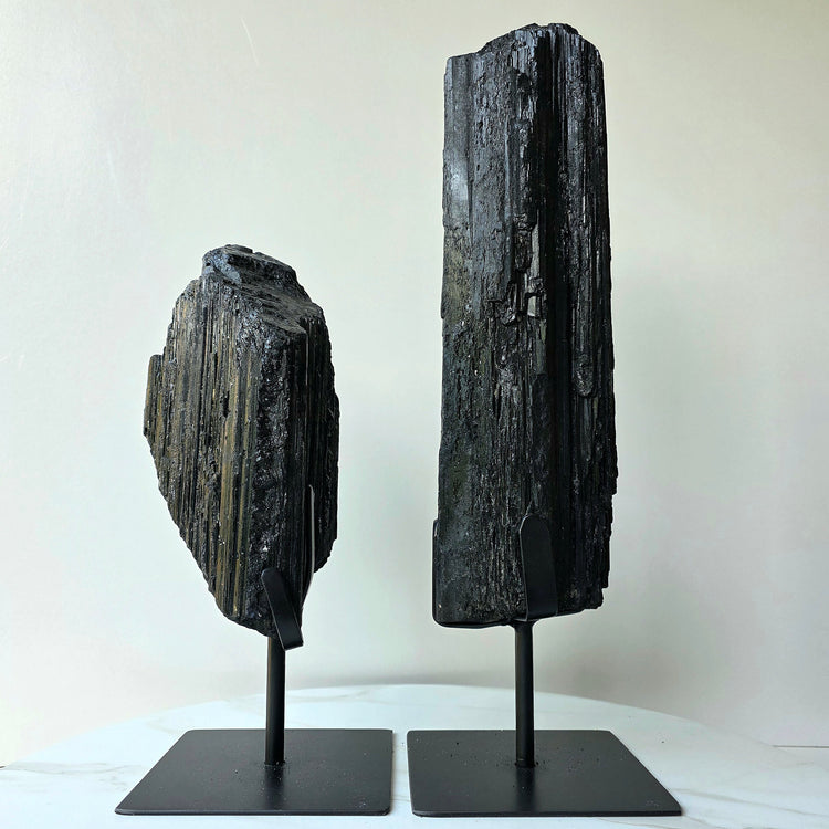 Black Tourmaline Crystal Statement XL on Stand High Quality