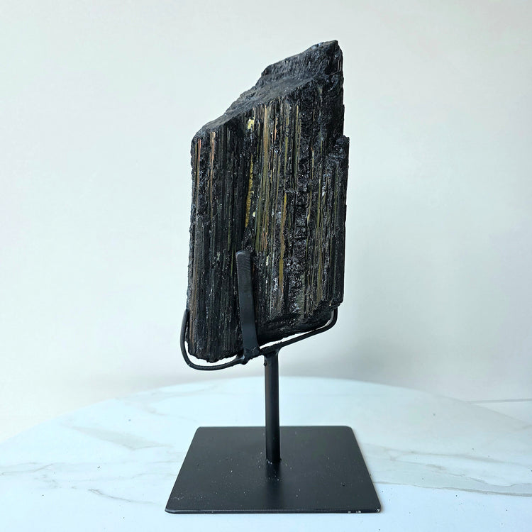 Black Tourmaline Crystal Statement XL on Stand High Quality