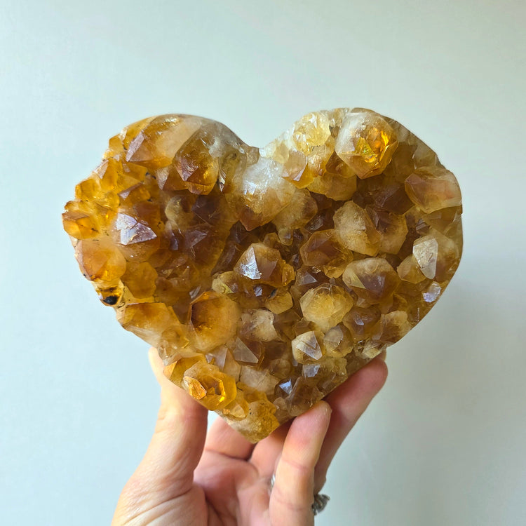 Citrine Crystal Heart on Gold Stand