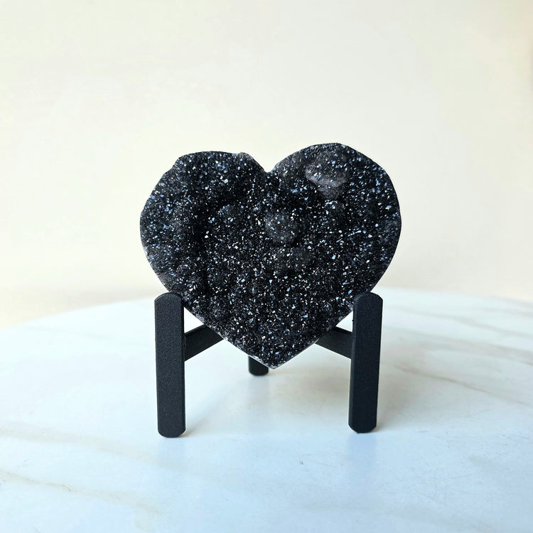 Black Galaxy Amethyst Crystal Carved Heart High Quality