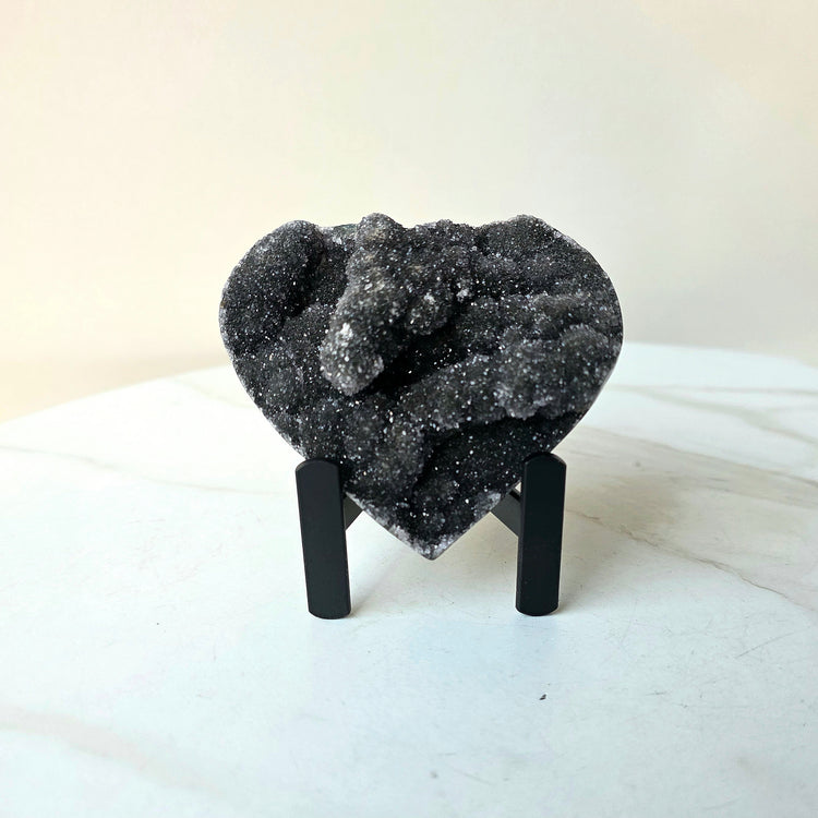 Black Galaxy Amethyst Crystal Carved Heart High Quality