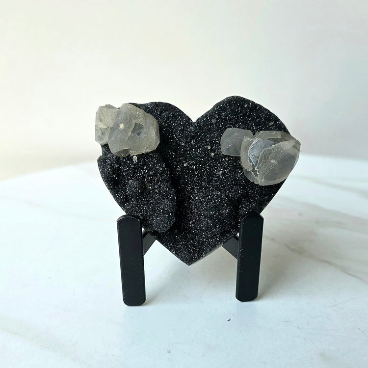 Black Galaxy Amethyst Crystal Carved Heart High Quality