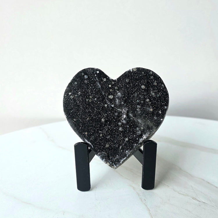 Black Galaxy Amethyst Crystal Carved Heart High Quality