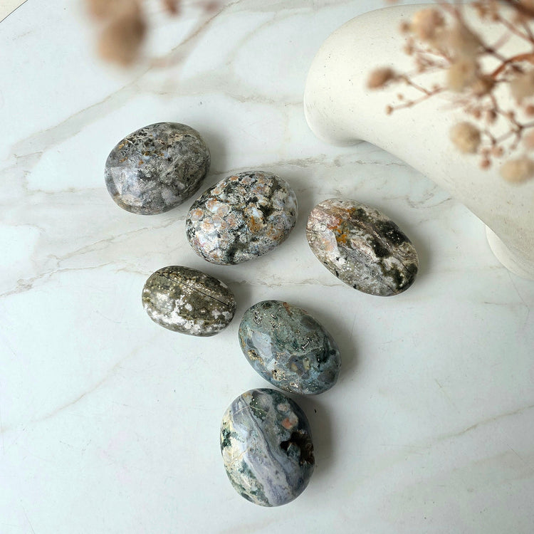 Ocean Jasper Crystal Palm Stone