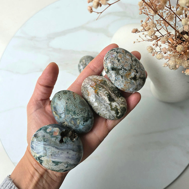 Ocean Jasper Crystal Palm Stone