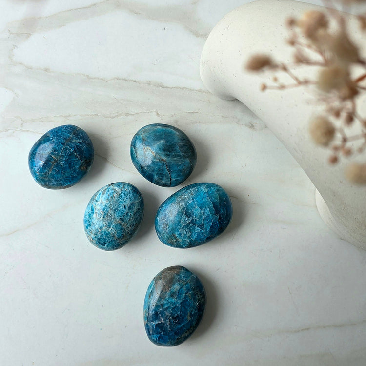 Blue Apatite Crystal Palm Stone