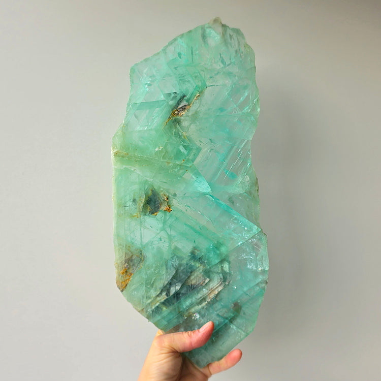 Green Fluorite Crystal Slab Slice XL on Stand