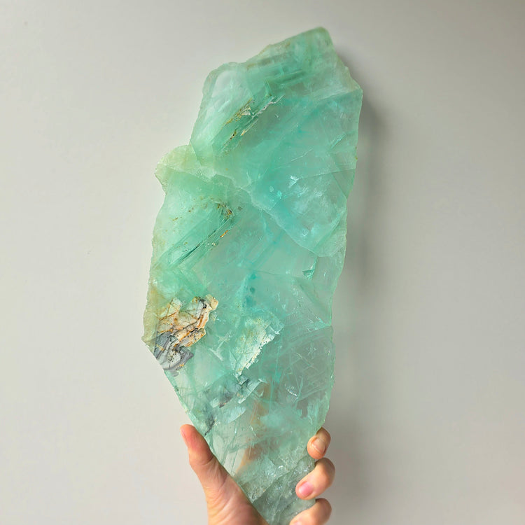 Green Fluorite Crystal Slab Slice XL on Stand