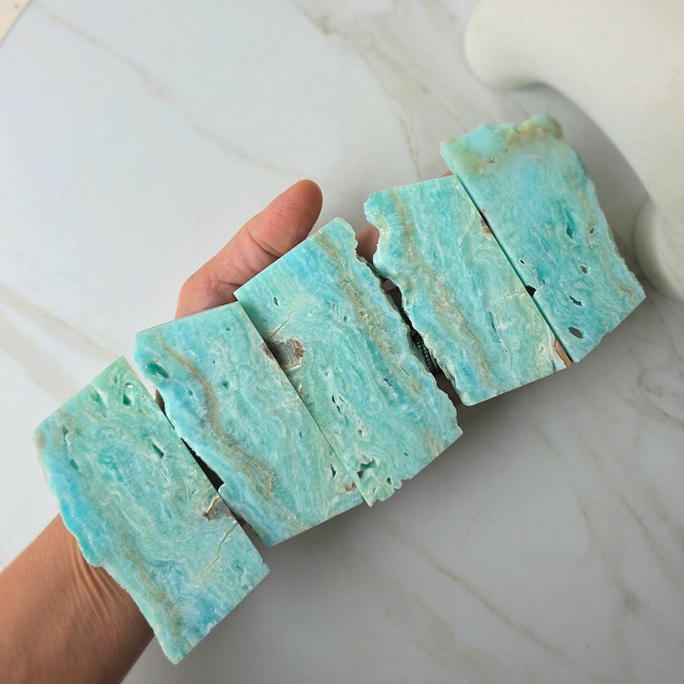 Caribbean Calcite Crystal High Quality Slab Slice Small