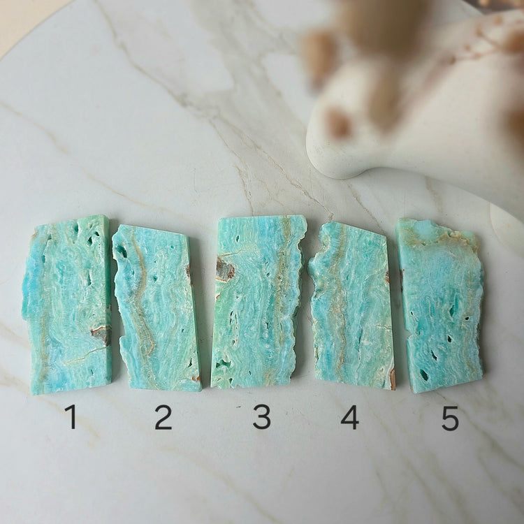 Caribbean Calcite Crystal High Quality Slab Slice Small