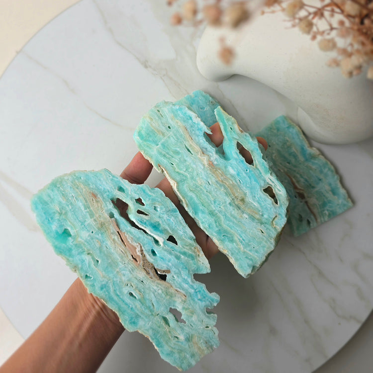 Caribbean Calcite Crystal Slab Slice High Quality