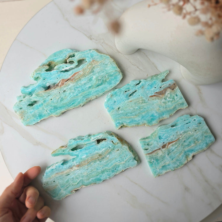 Caribbean Calcite Crystal Slab Slice High Quality