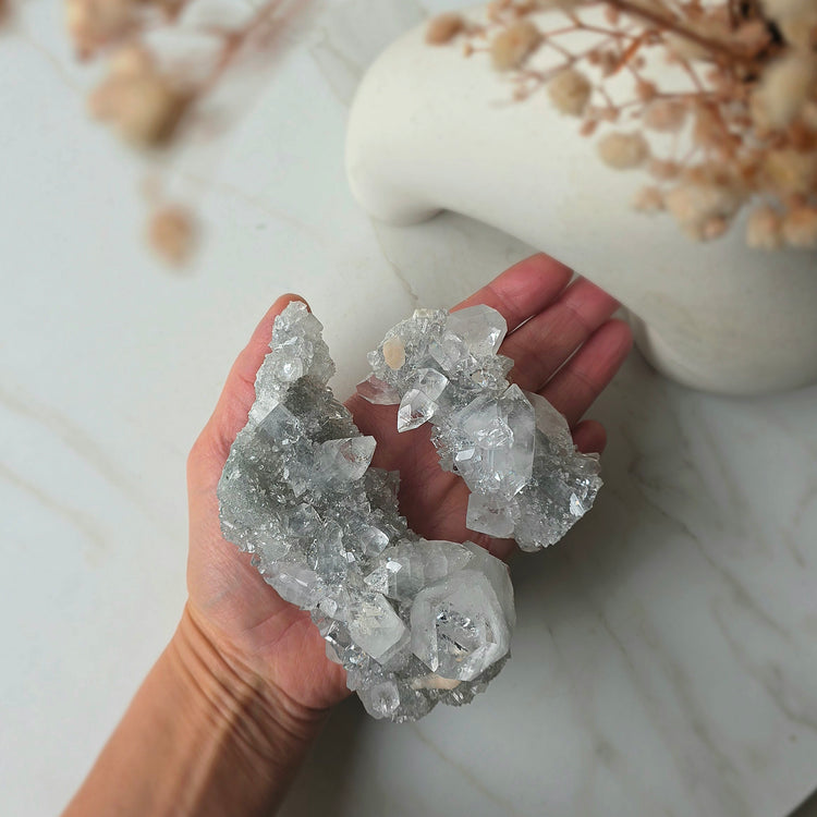 Diamond Apophyllite Crystal Cluster Rare AAA High Quality Collectors Piece with Stilbite