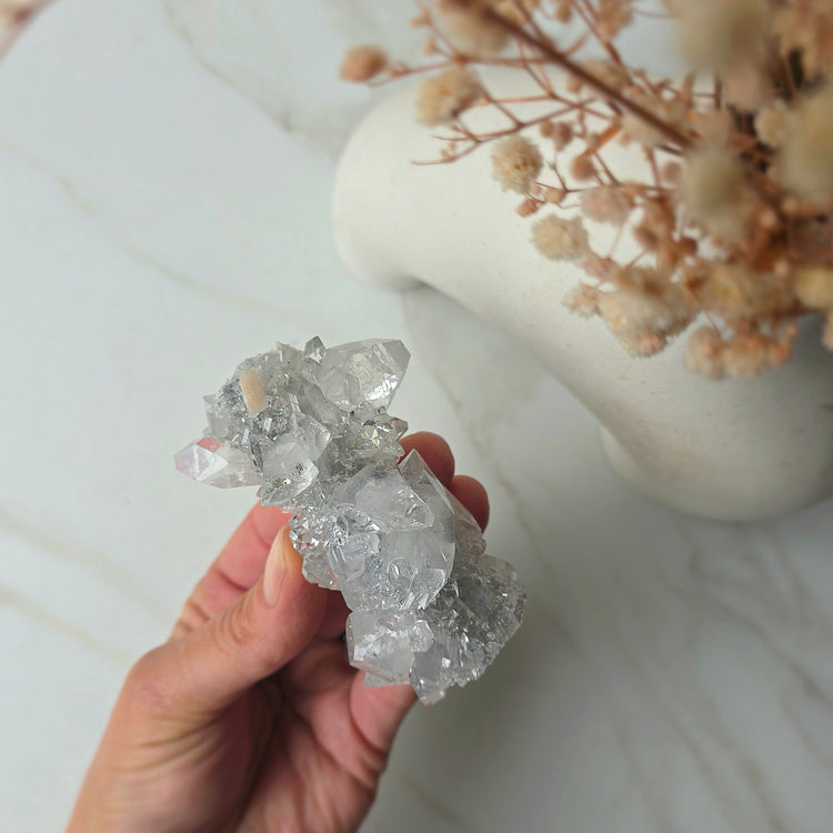 Diamond Apophyllite Crystal Cluster Rare AAA High Quality Collectors Piece with Stilbite