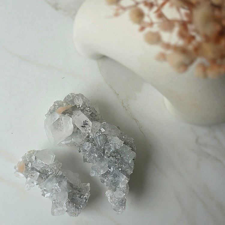 Diamond Apophyllite Crystal Cluster Rare AAA High Quality Collectors Piece with Stilbite