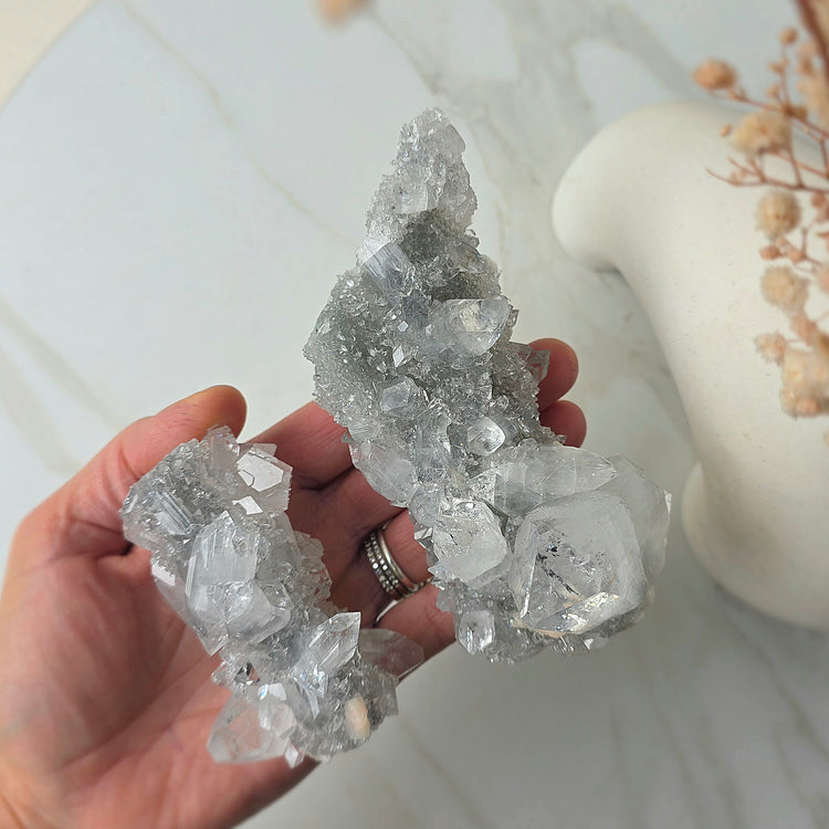 Diamond Apophyllite Crystal Cluster Rare AAA High Quality Collectors Piece with Stilbite