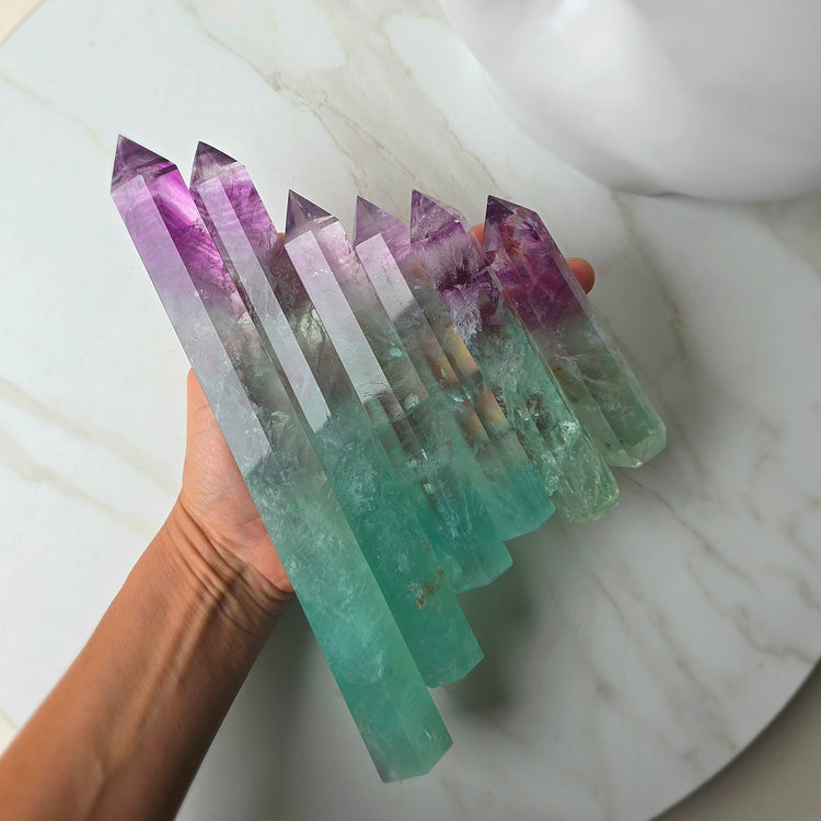 Watermelon Rainbow Fluorite Crystal Tower Point Obelisk High Quality