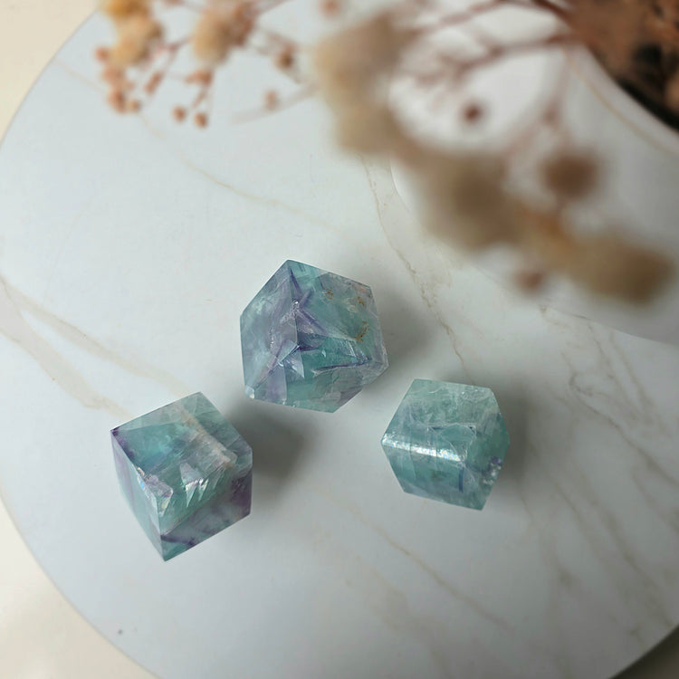 Rainbow Fluorite Crystal Cube