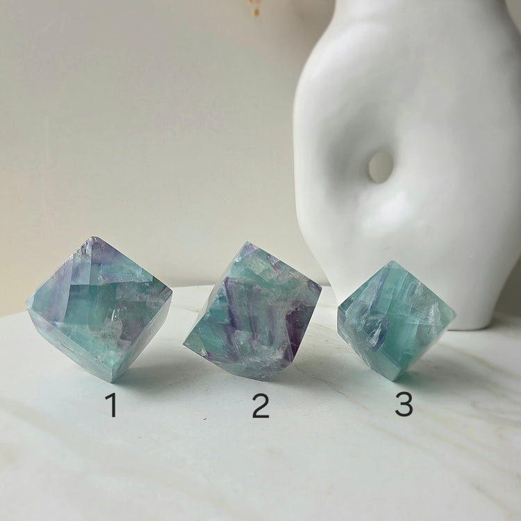 Rainbow Fluorite Crystal Cube