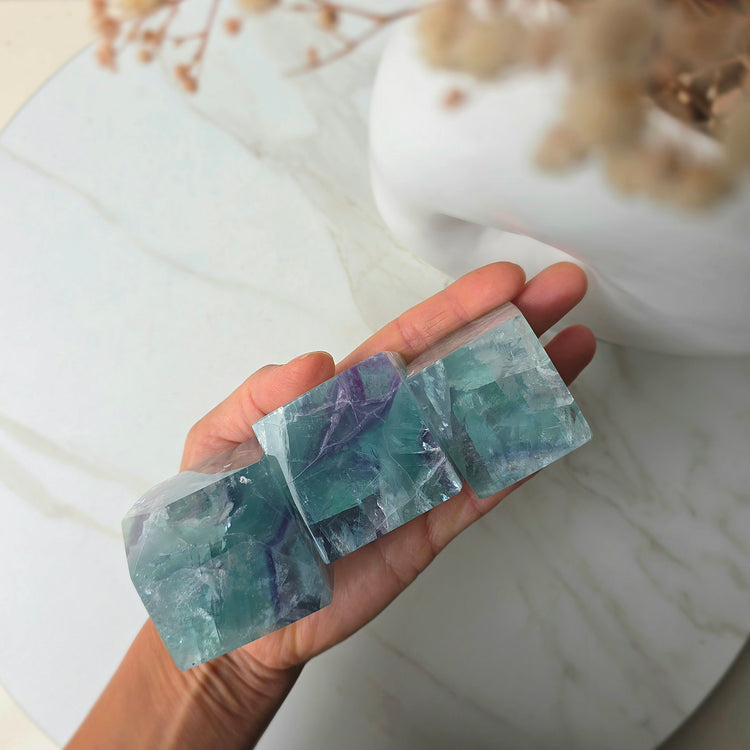 Rainbow Fluorite Crystal Cube