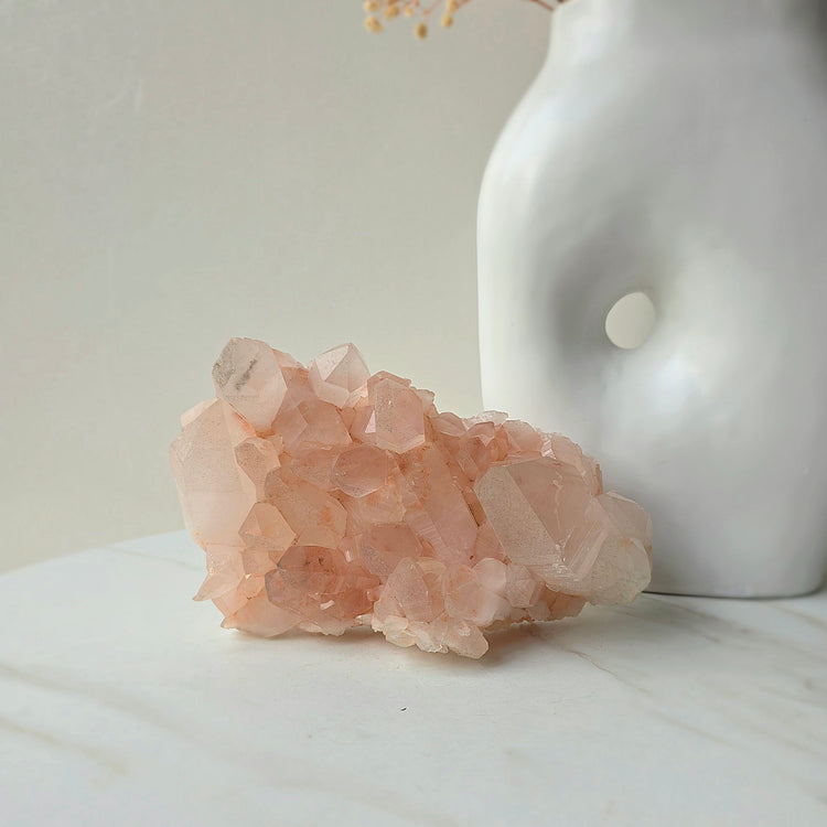 Pink Himalayan Crystal Quartz Cluster with Lemurian Inclusion High Quality AAA 3