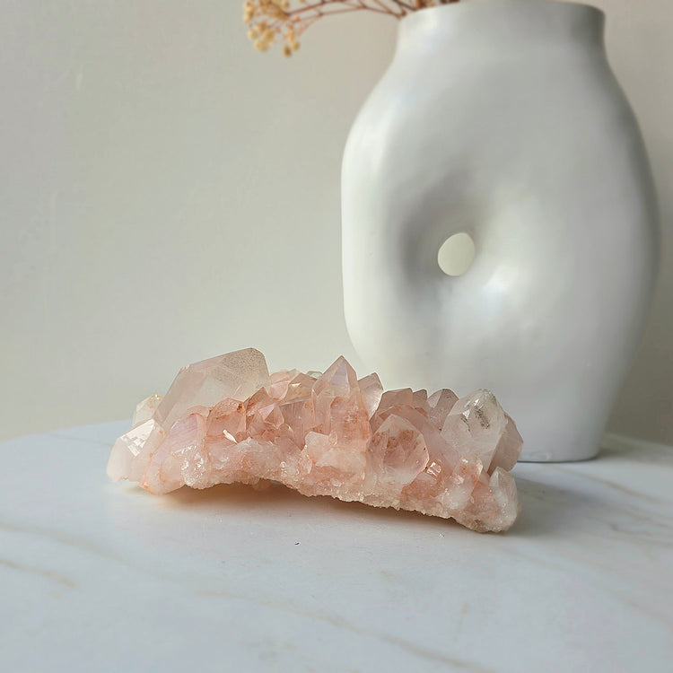 Pink Himalayan Crystal Quartz Cluster with Lemurian Inclusion High Quality AAA 3