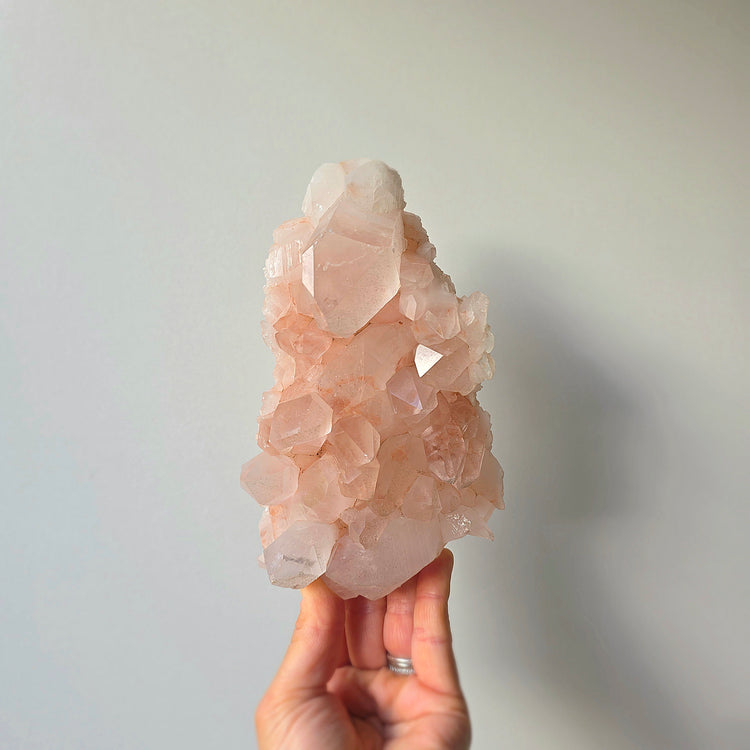 Pink Himalayan Crystal Quartz Cluster with Lemurian Inclusion High Quality AAA 3