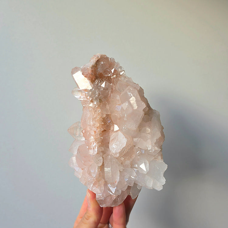 Pink Himalayan Crystal Quartz Cluster with Lemurian Inclusion High Quality AAA 2