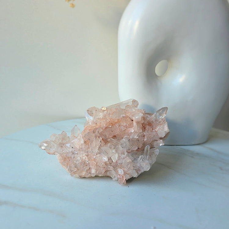 Pink Himalayan Crystal Quartz Cluster with Lemurian Inclusion High Quality AAA 1