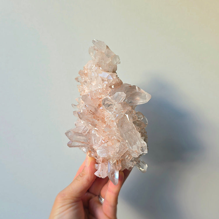 Pink Himalayan Crystal Quartz Cluster with Lemurian Inclusion High Quality AAA 1