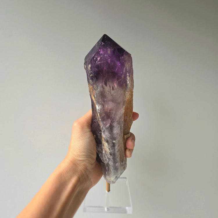 Amethyst Crystal Natural Rough Point Wand on Stand
