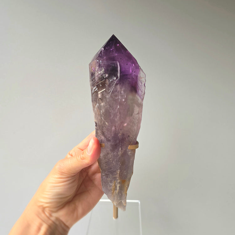 Amethyst Crystal Natural Rough Point Wand on Stand