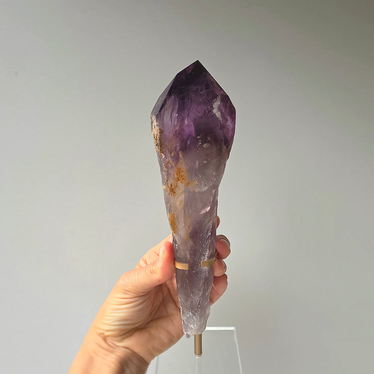 Amethyst Crystal Natural Rough Point Wand on Stand