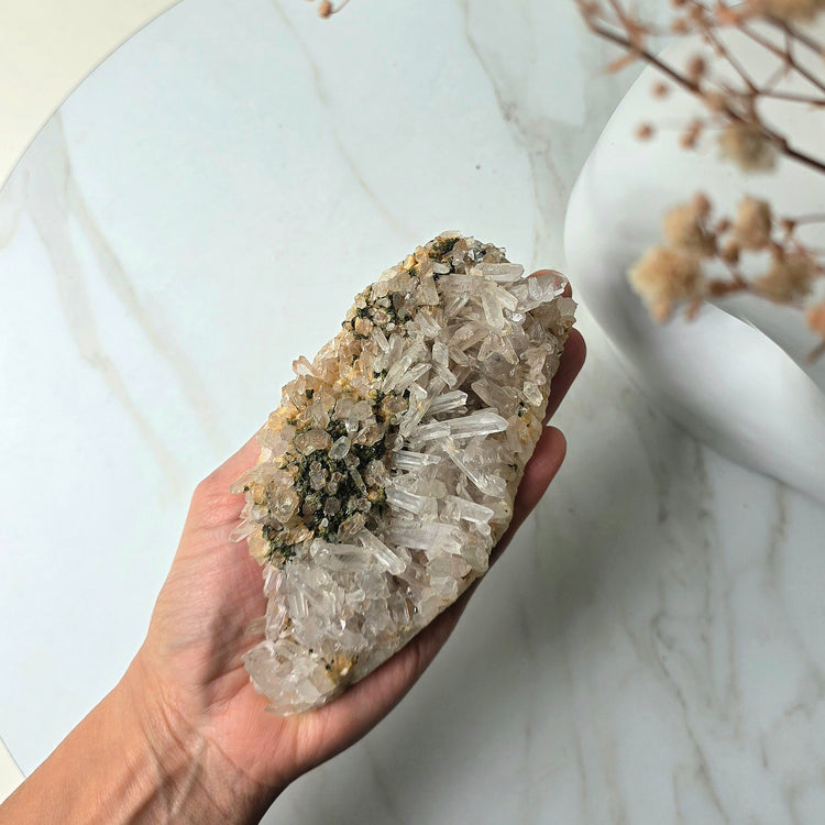 Himalayan Crystal Quartz with Epidote Crystal Cluster