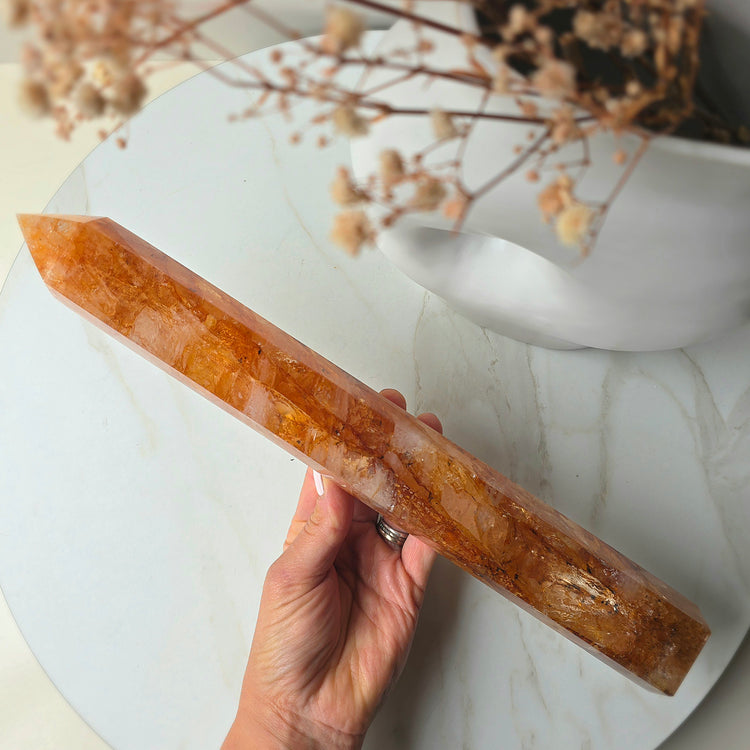 Golden Healer Crystal Hematoid Quartz Crystal Tower Point Obelisk Generator High Quality