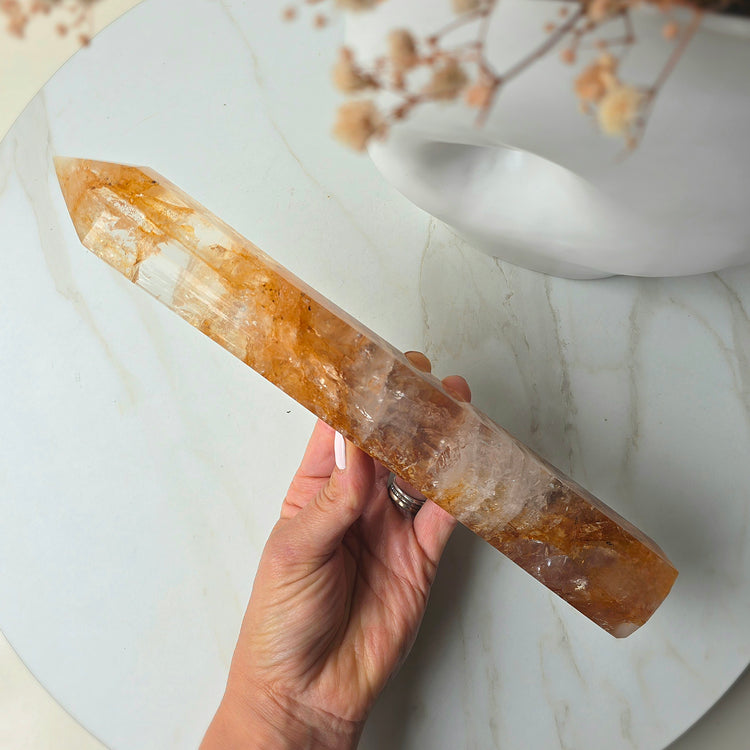 Golden Healer Crystal Hematoid Quartz Crystal Tower Point Obelisk Generator High Quality