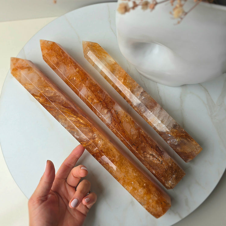 Golden Healer Crystal Hematoid Quartz Crystal Tower Point Obelisk Generator High Quality