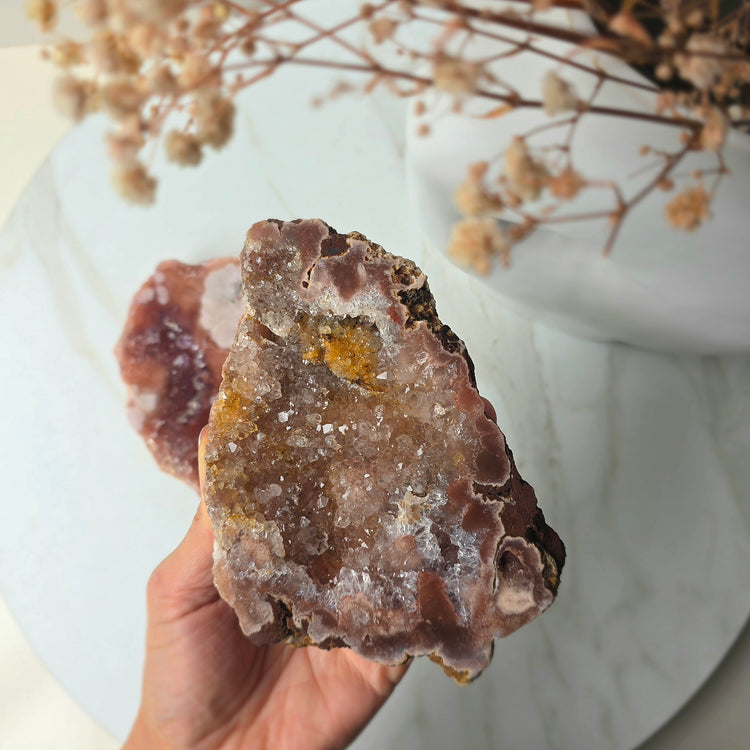 Pink Amethyst Crystal Slab on Stand Brazil High Quality Small 6