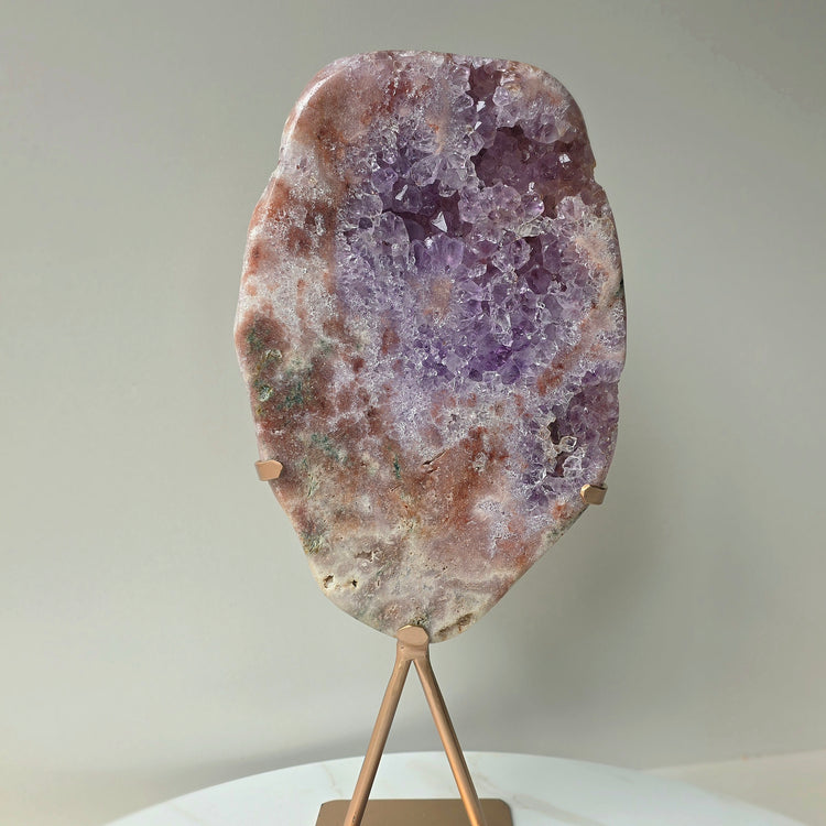 Pink Amethyst Crystal Slab on Stand Brazil High Quality XL 2