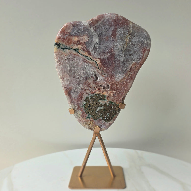 Pink Amethyst Crystal Slab on Stand Brazil High Quality 1