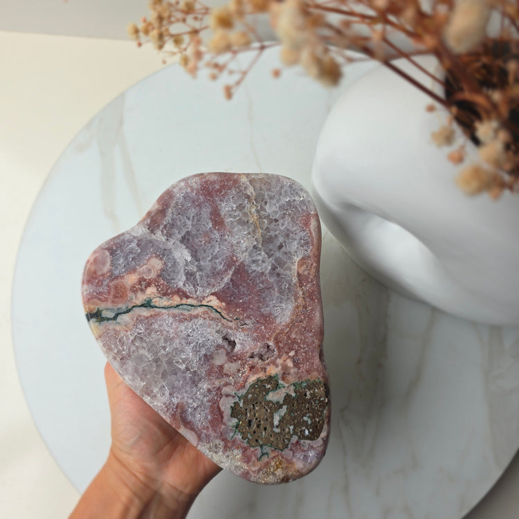 Pink Amethyst Crystal Slab on Stand Brazil High Quality 1