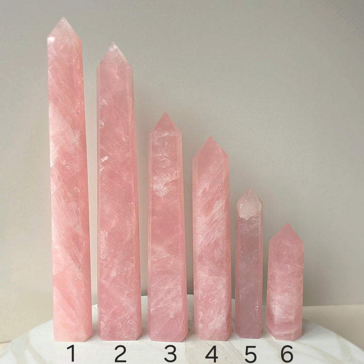 Rose Quartz Crystal Tower Point Obelisk Generator High Quality Brazil